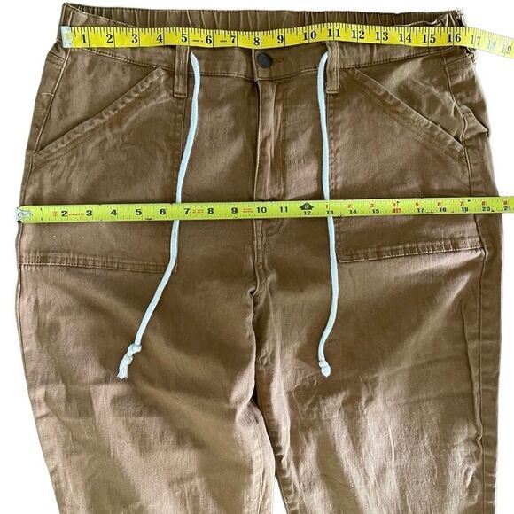 No boundaries utility crop pants mustard brown high rise elasticized waist sz XL - Picture 3 of 8